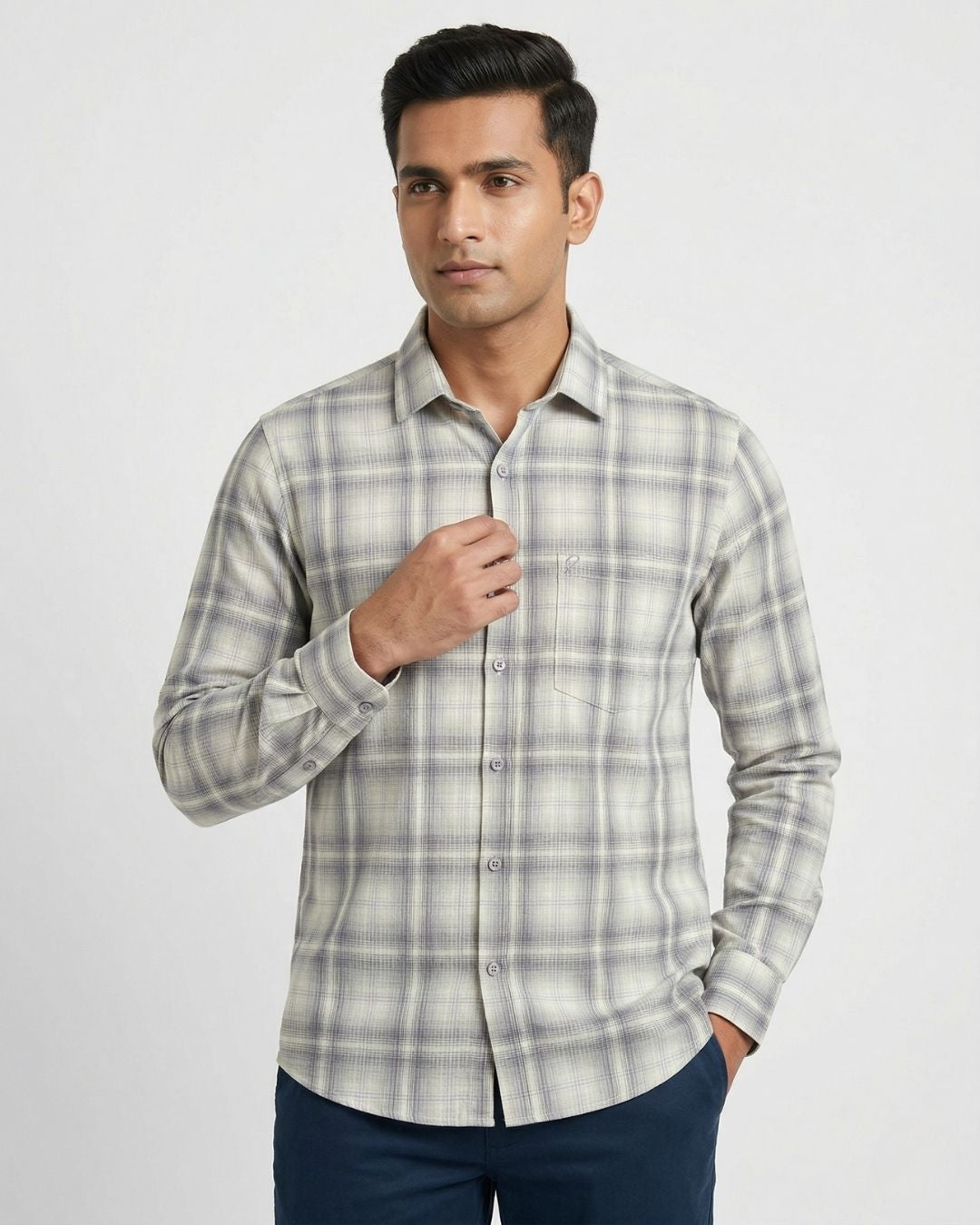 Grey Checked Shirt for Men