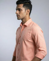 Soft Peach Textured Knit Shirt