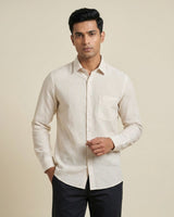 Yellow & White Striped Shirt for Men – Full Sleeve Cotton Blend