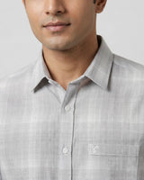 Grey & White Checked Shirt for Men