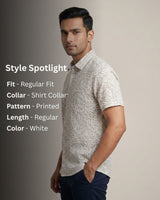 White & Brown Printed Shirt