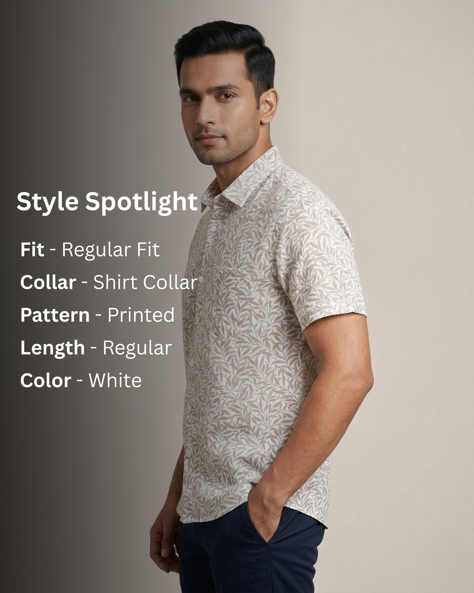 White & Brown Printed Shirt