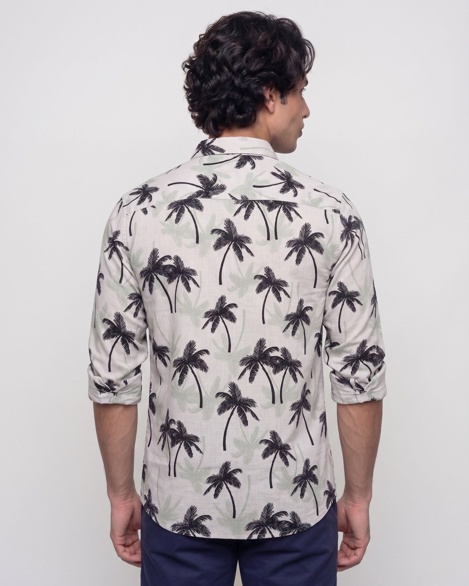 Off White Palm Tree Print Shirt