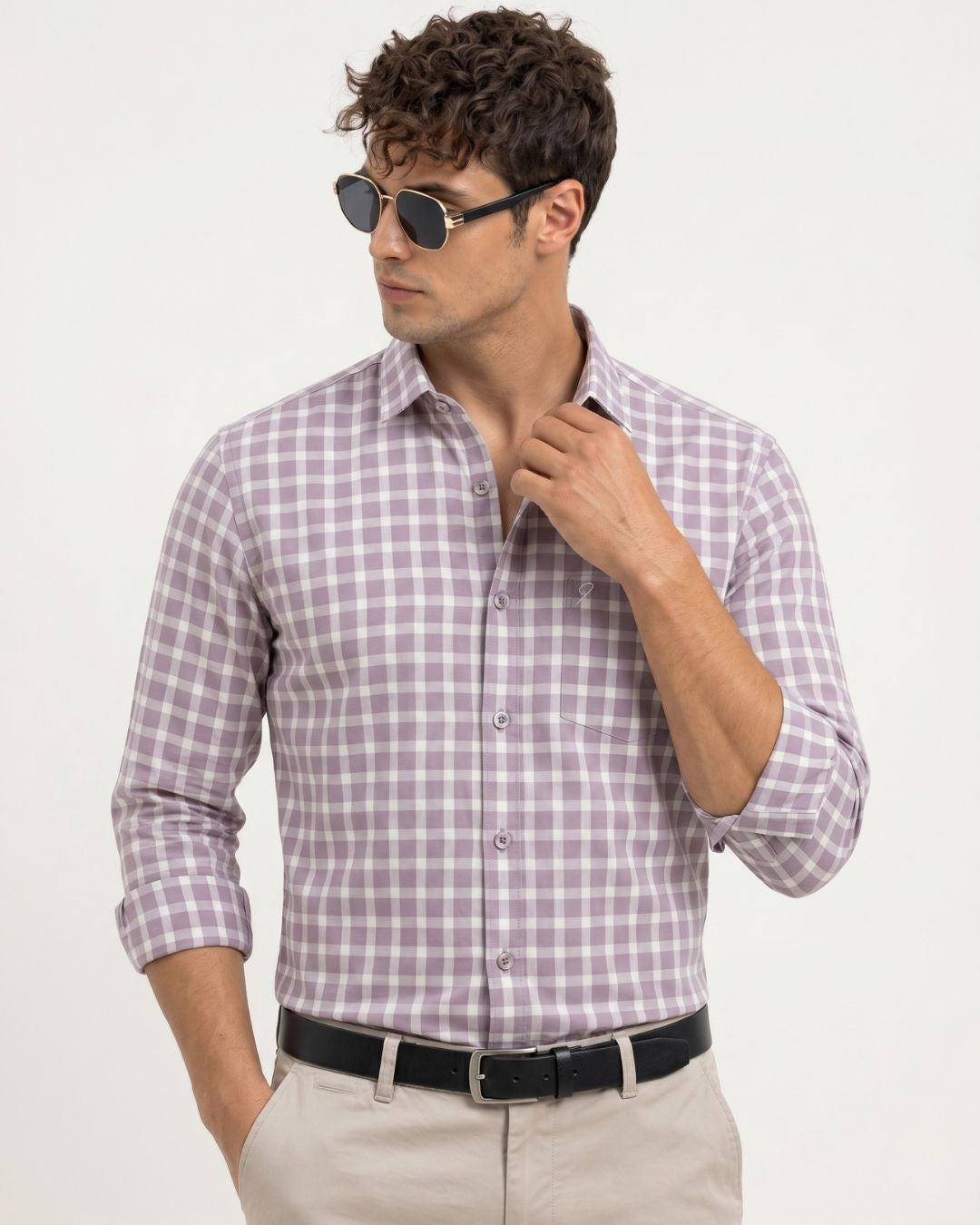 Men's Lilac Grid Shirt