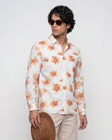 Orange Floral Print Shirt