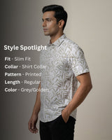 Grey & Brown Printed Shirt