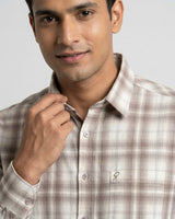 Brown Checked Shirt for Men – Full Sleeve Cotton Casual