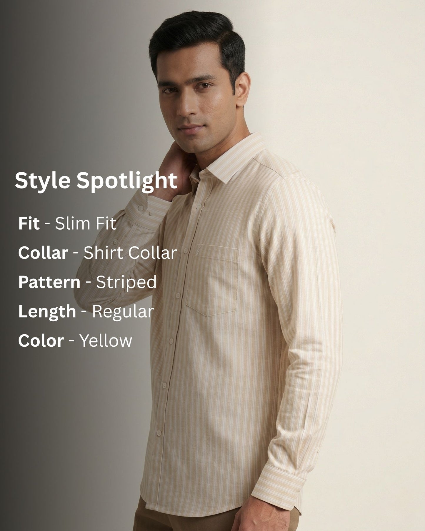 Yellow Striped Shirt for Men