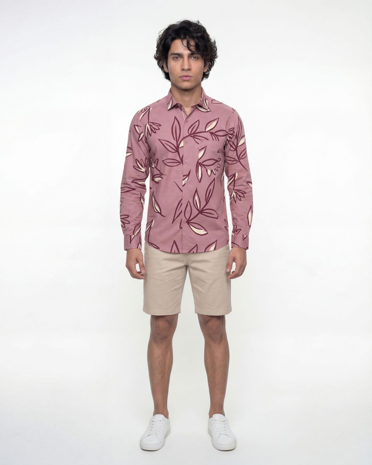 Red Leafy Print Shirt