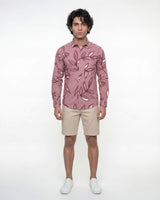 Red Leafy Print Shirt