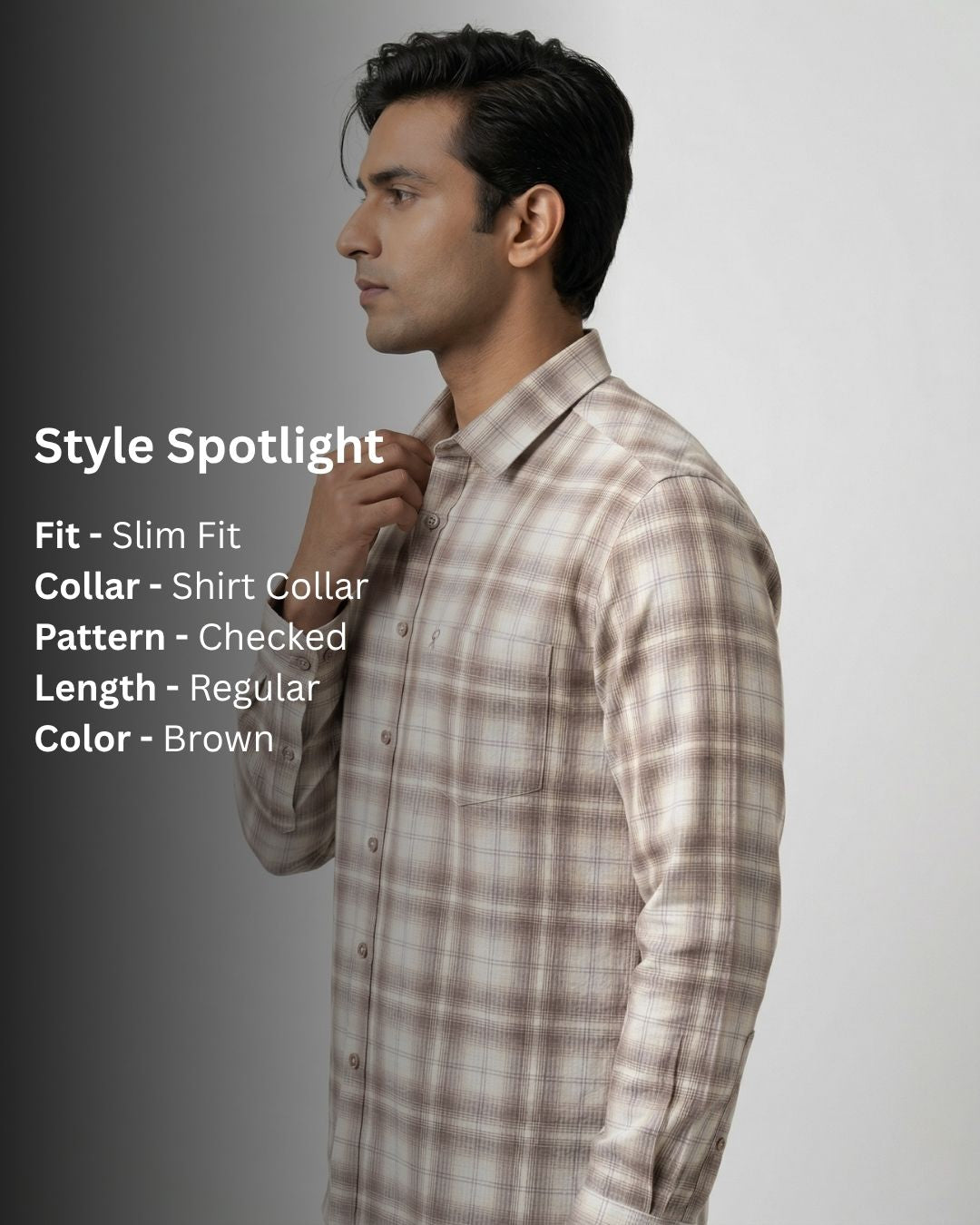Brown Checked Shirt for Men – Full Sleeve Cotton Casual