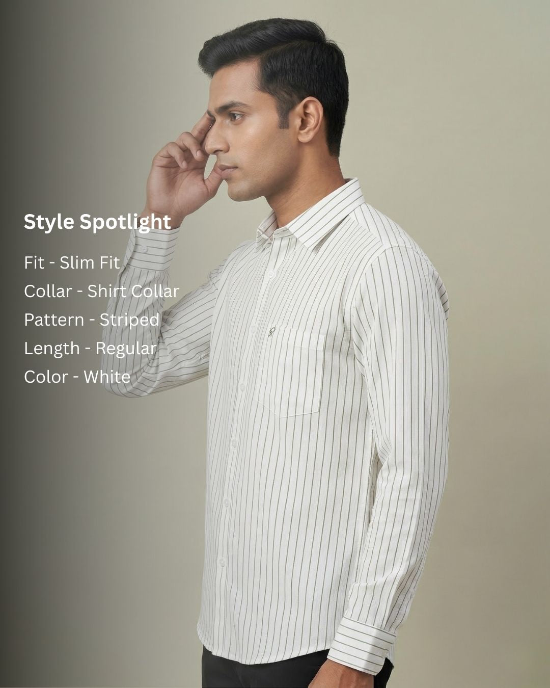 Green & White Striped Shirt for Men