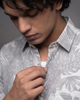 Grey Monochrome Floral Shirt