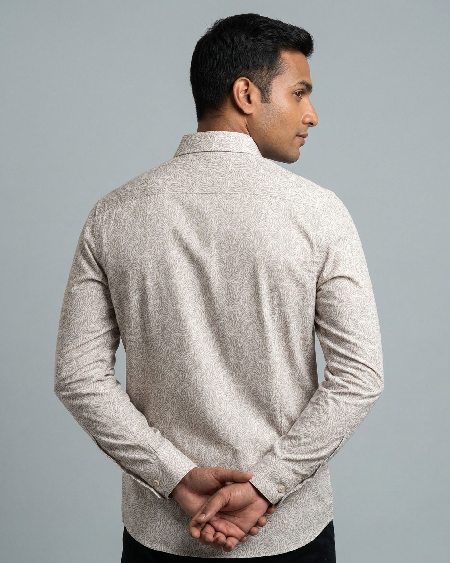 Brown Printed Shirt for Men – Full Sleeve Cotton Casual