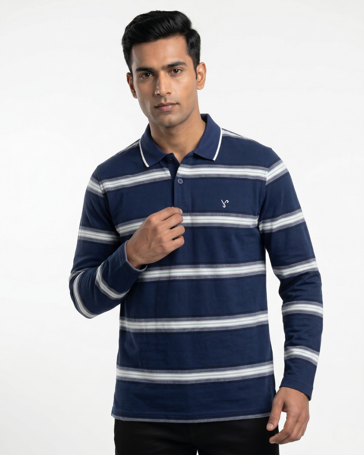 Men's Navy Blue Striped T-Shirt