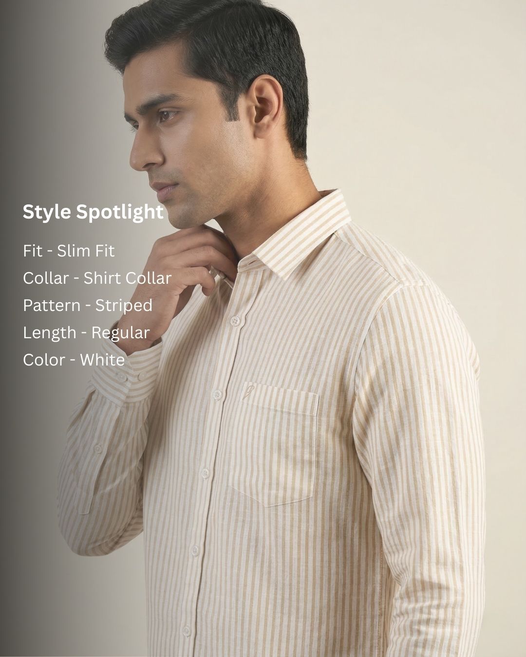 Yellow & White Striped Shirt for Men – Full Sleeve Cotton Blend