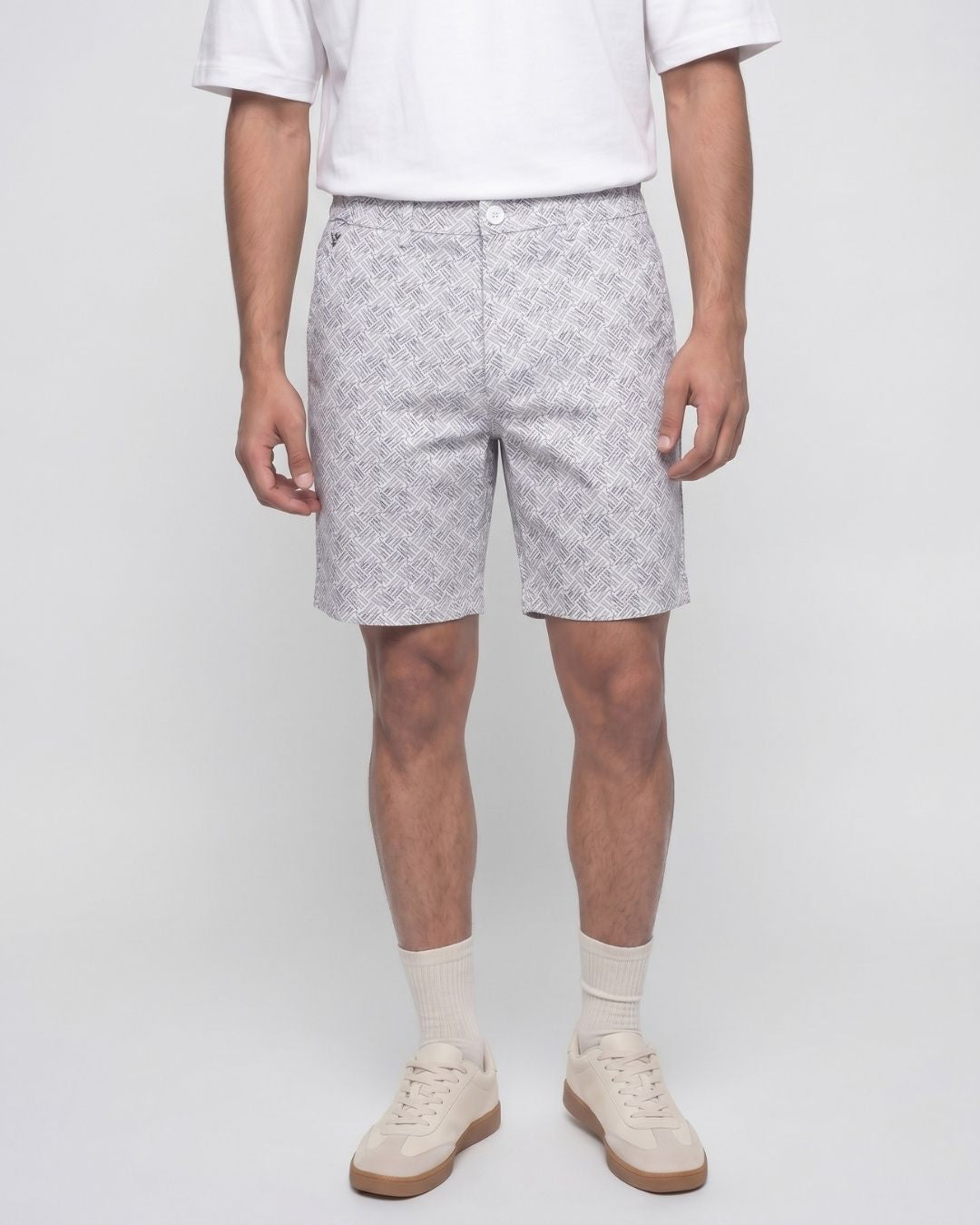 White Cross Print Bermuda