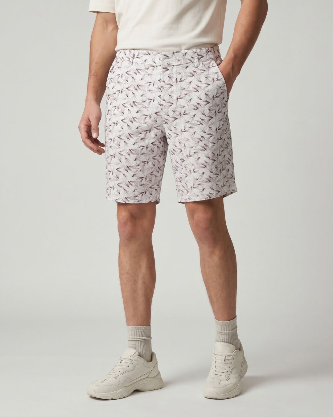 Maroon Print Bermuda