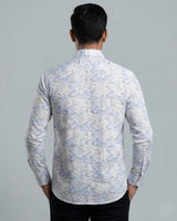 White & Blue Printed Shirt for Men