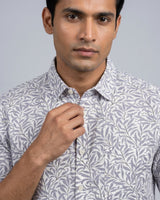 White & Grey Printed Shirt