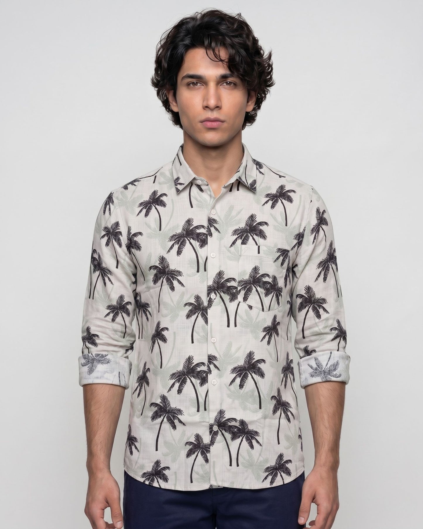 Off White Palm Tree Print Shirt