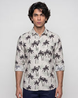 Off White Palm Tree Print Shirt