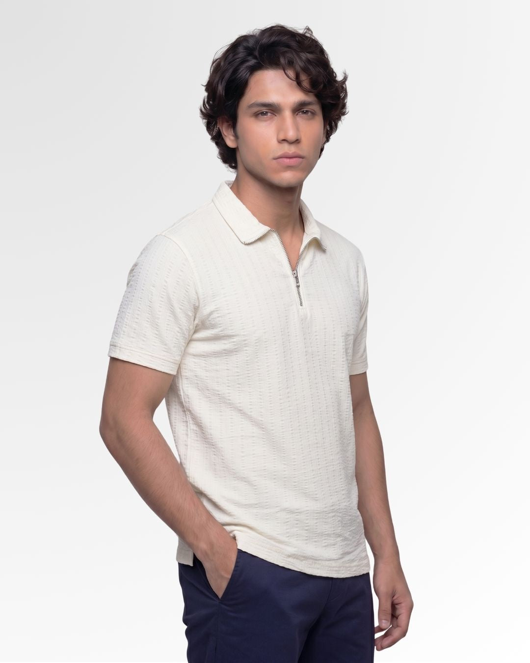 Off White Pattern Polo