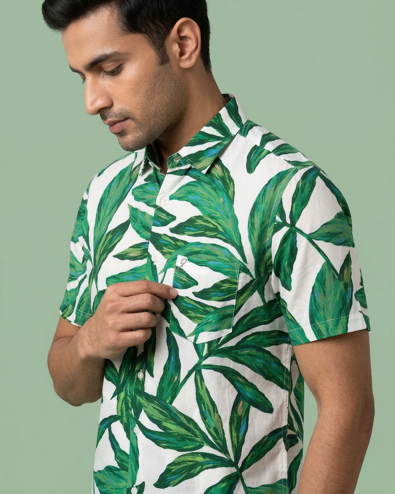 Green Tropical Leaf Shirt