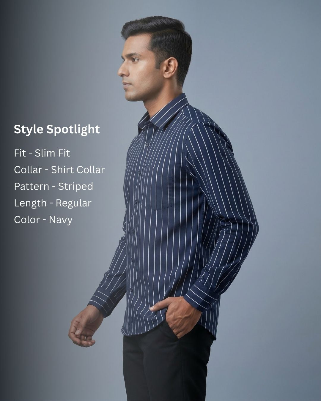 Navy Striped Shirt for Men