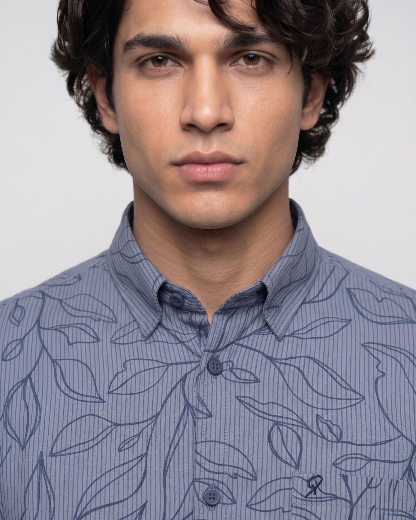 Blue Leafy Printed Shirt