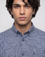 Blue Leafy Printed Shirt