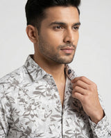 Men’s Brown Printed Cotton Shirt