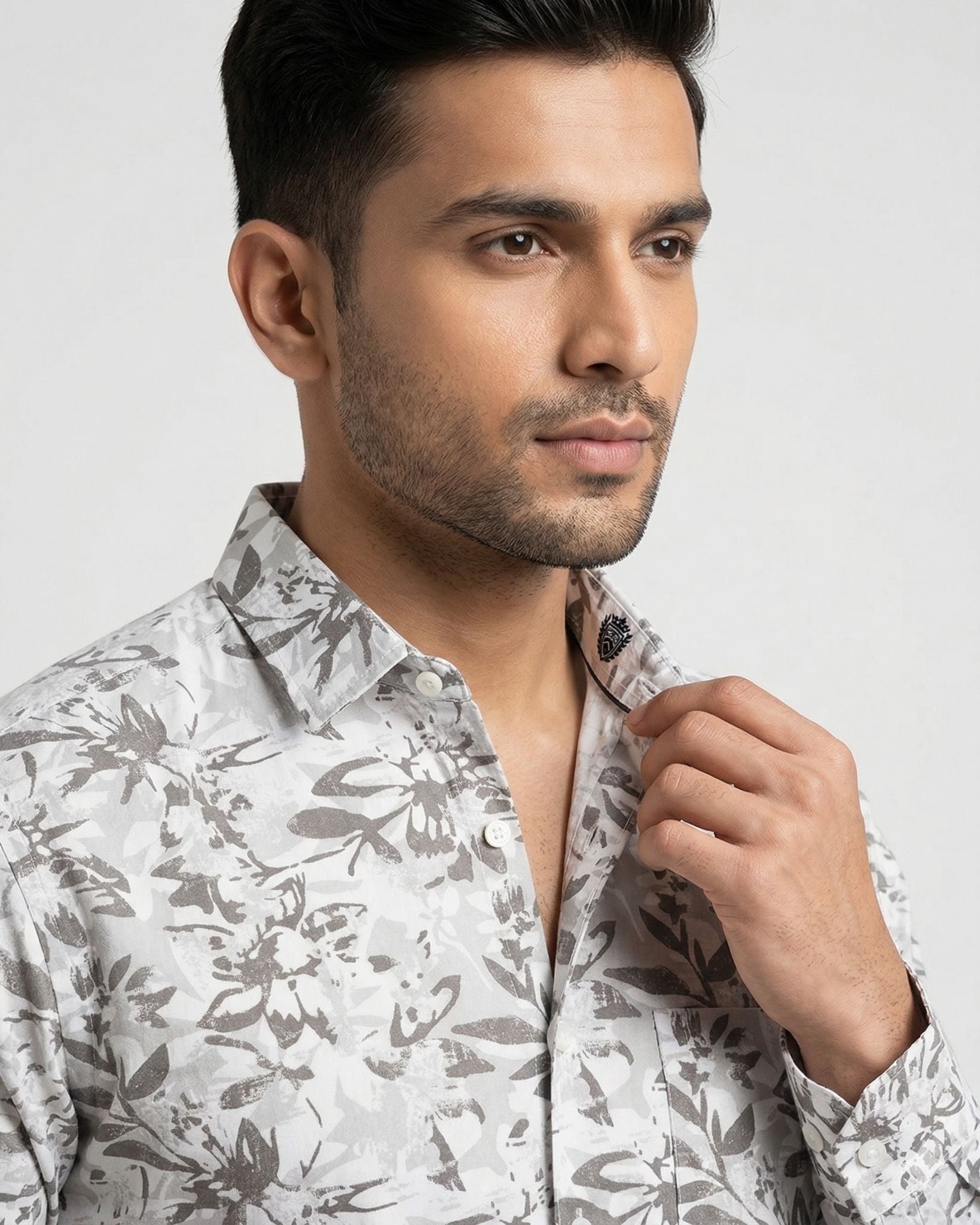 Men’s Brown Printed Cotton Shirt