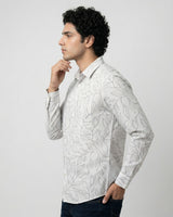 White Leafy Print Shirt