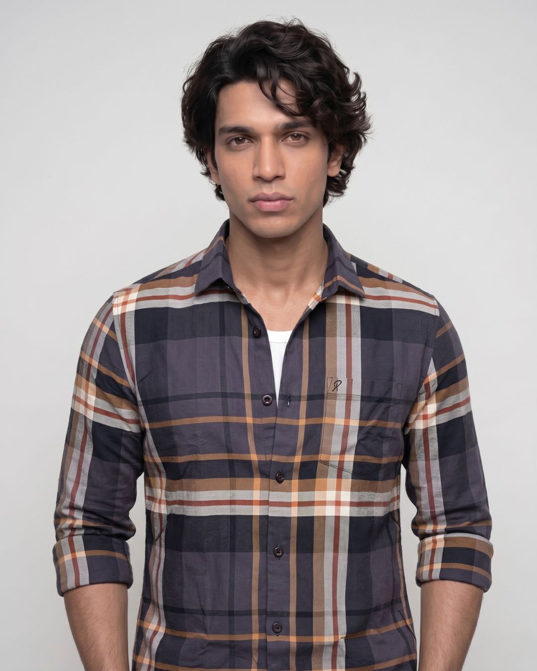 Men's Charcoal Plaid Shirt