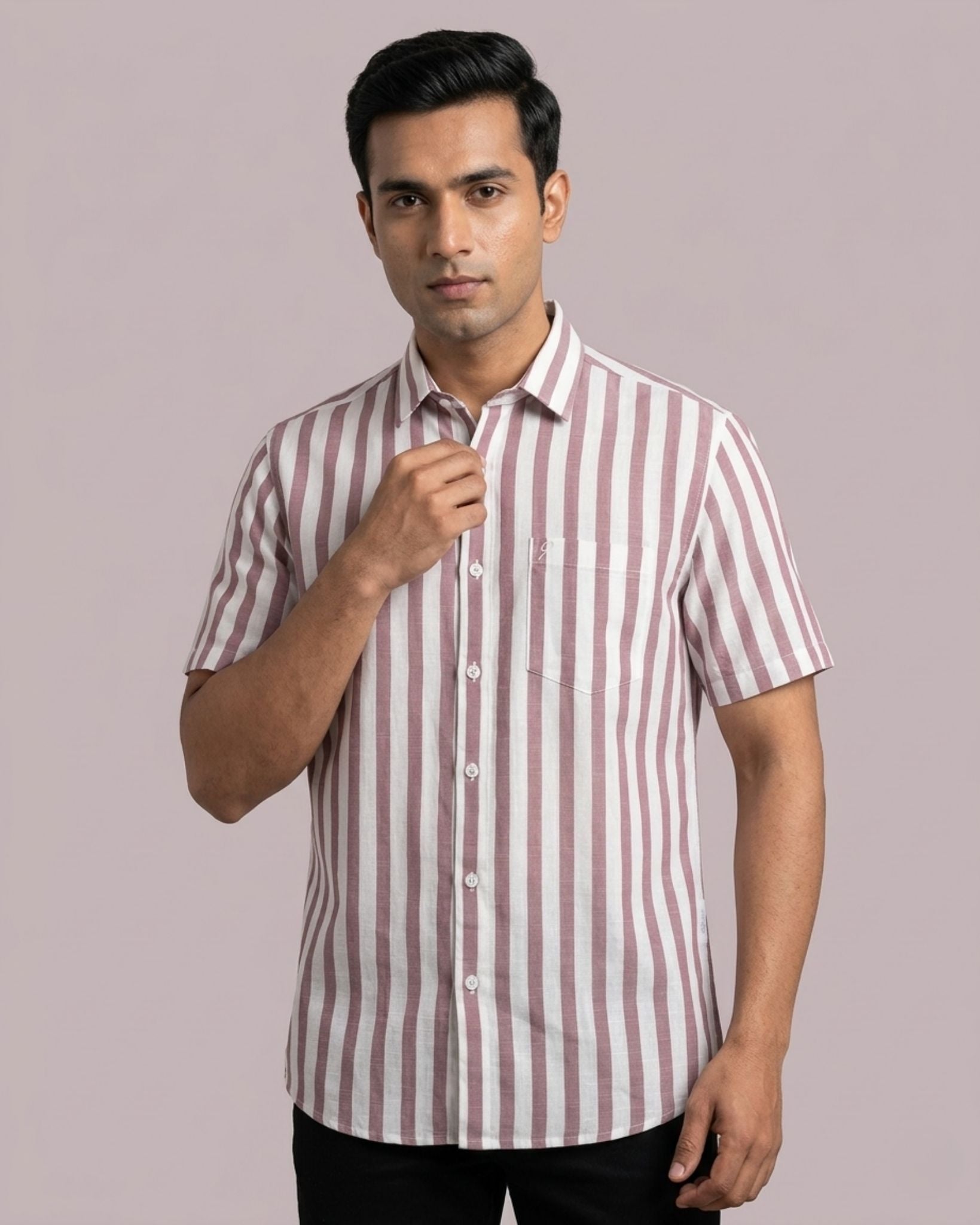 Classic White & Red Striped Shirt