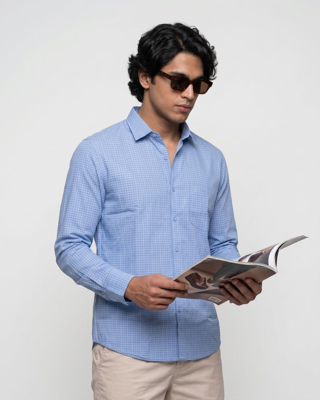 Sky Blue Checked Shirt