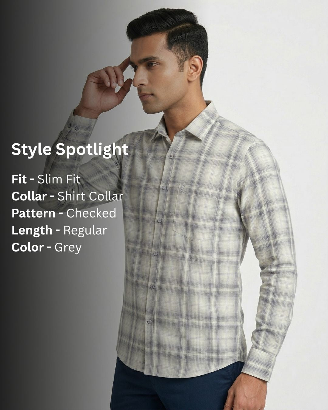 Grey Checked Shirt for Men