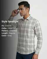 Grey Checked Shirt for Men