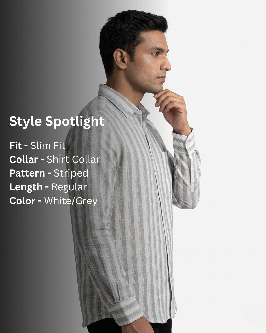 Yellow Pepper Men’s Grey Striped  Shirt