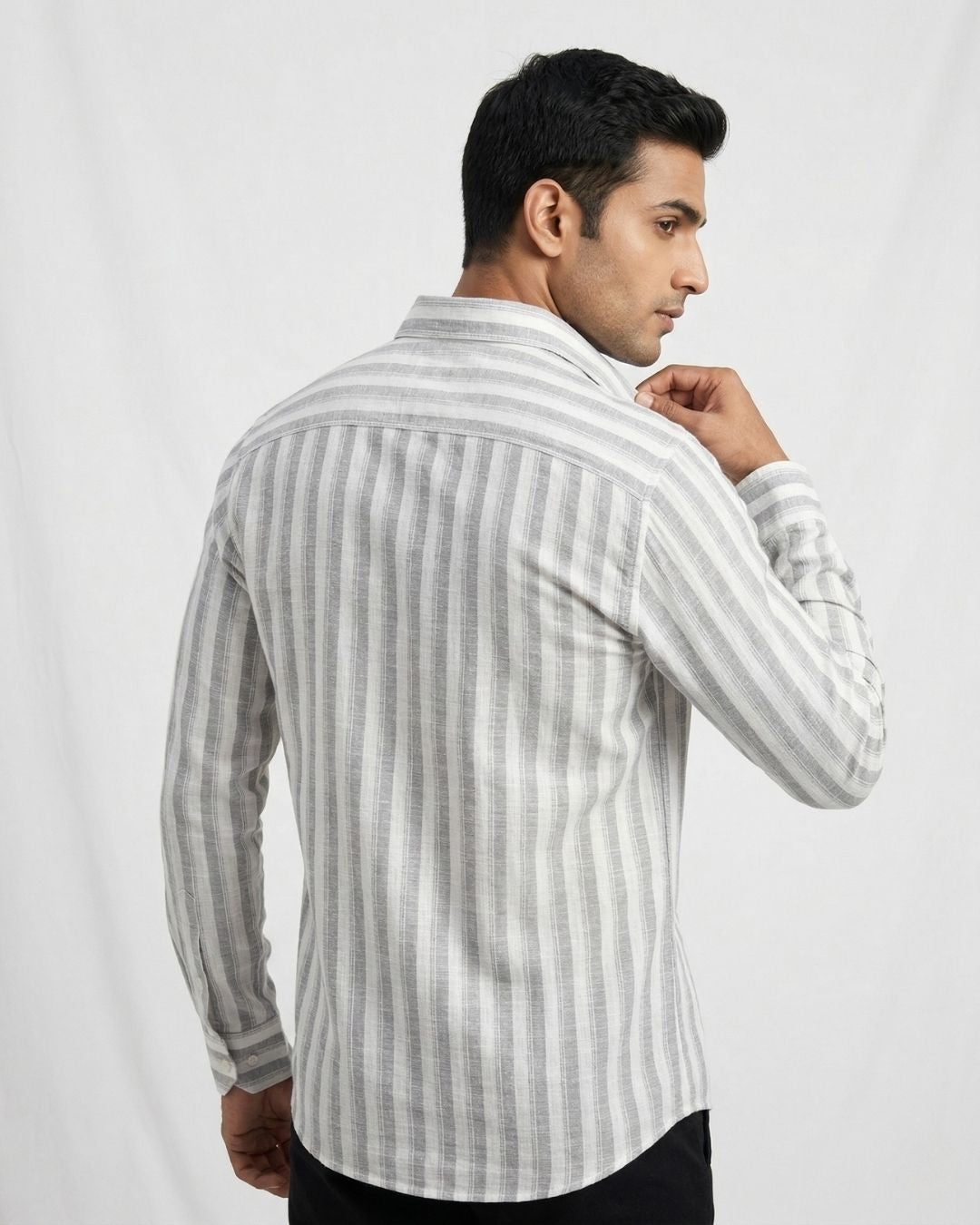 Yellow Pepper Men’s Grey Striped  Shirt
