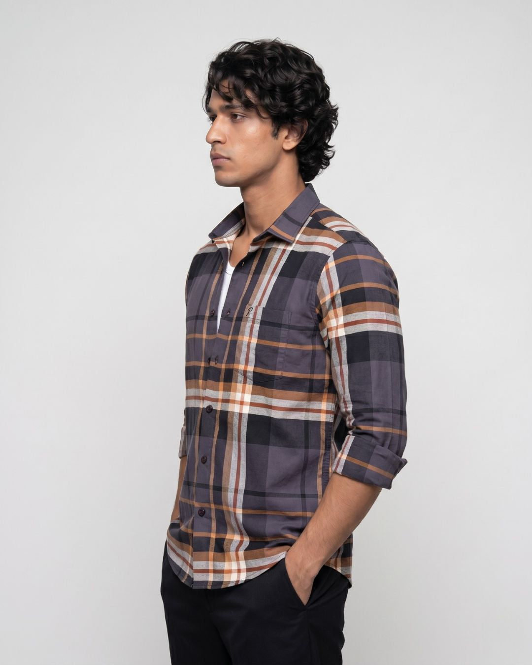 Men's Charcoal Plaid Shirt