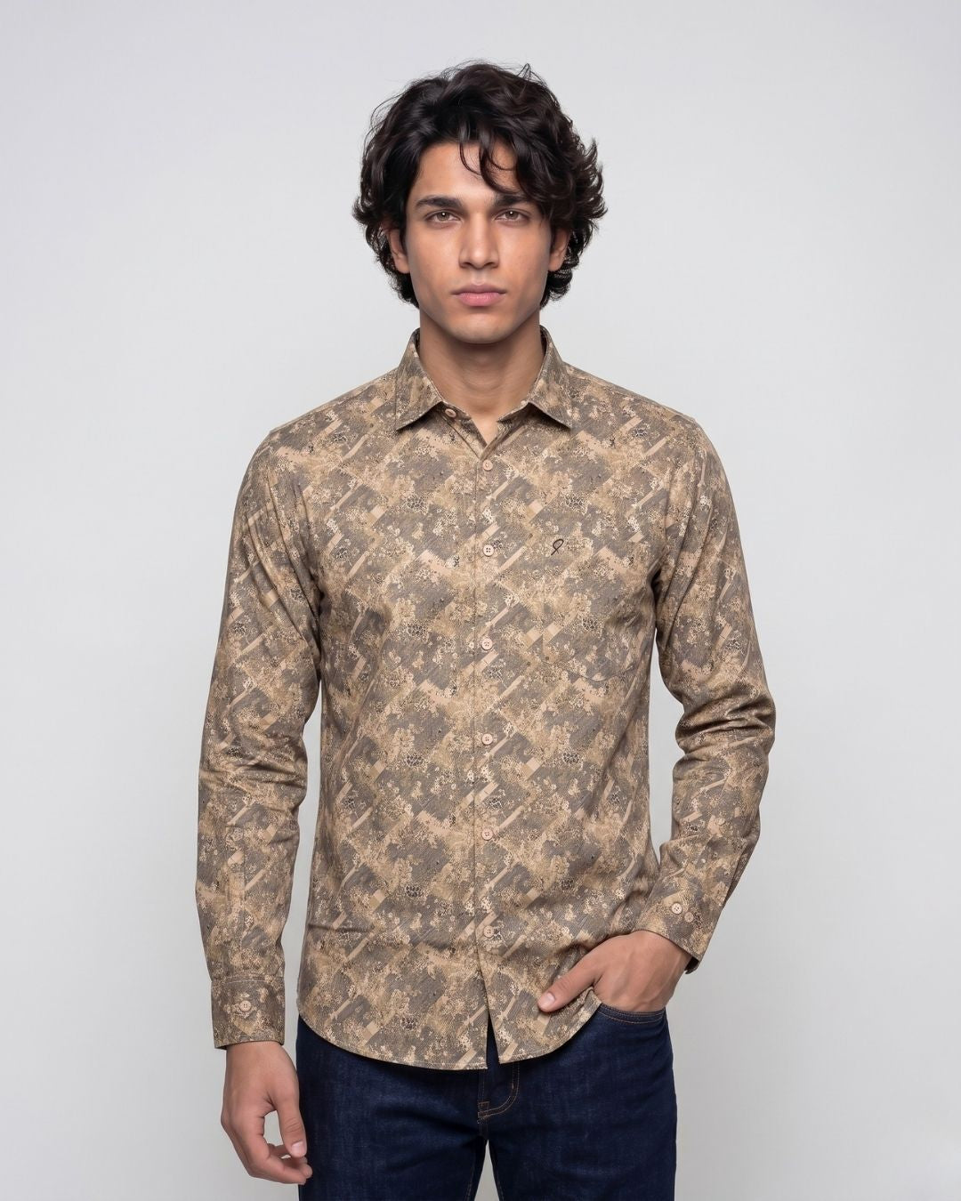 Digital Brown Print Shirt
