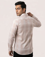 Peach & White Checked Shirt for Men