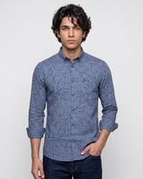 Blue Leafy Printed Shirt