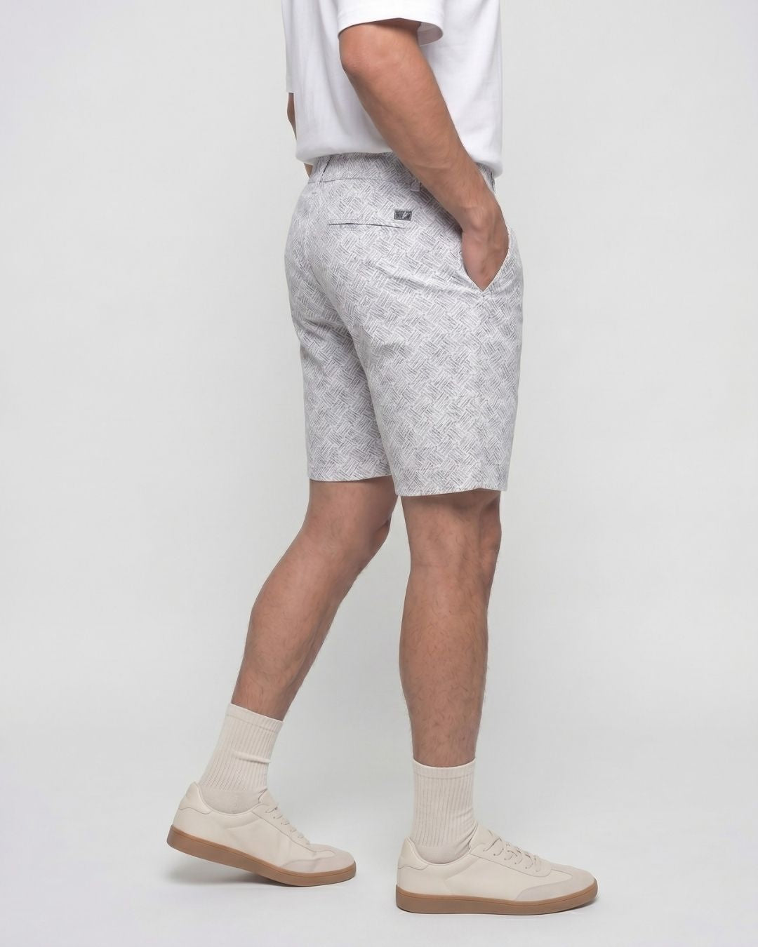 White Cross Print Bermuda
