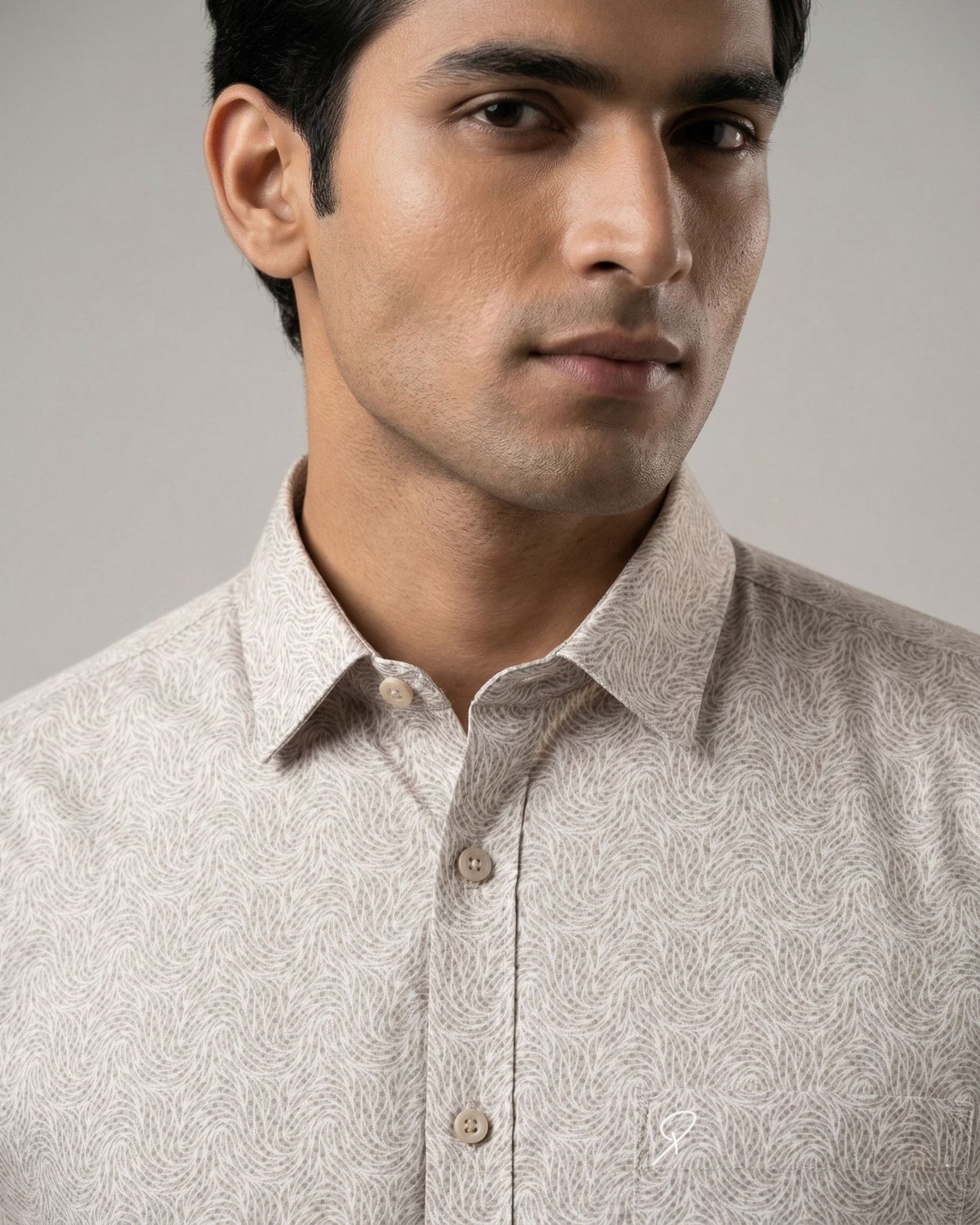 Brown Printed Shirt for Men – Full Sleeve Cotton Casual