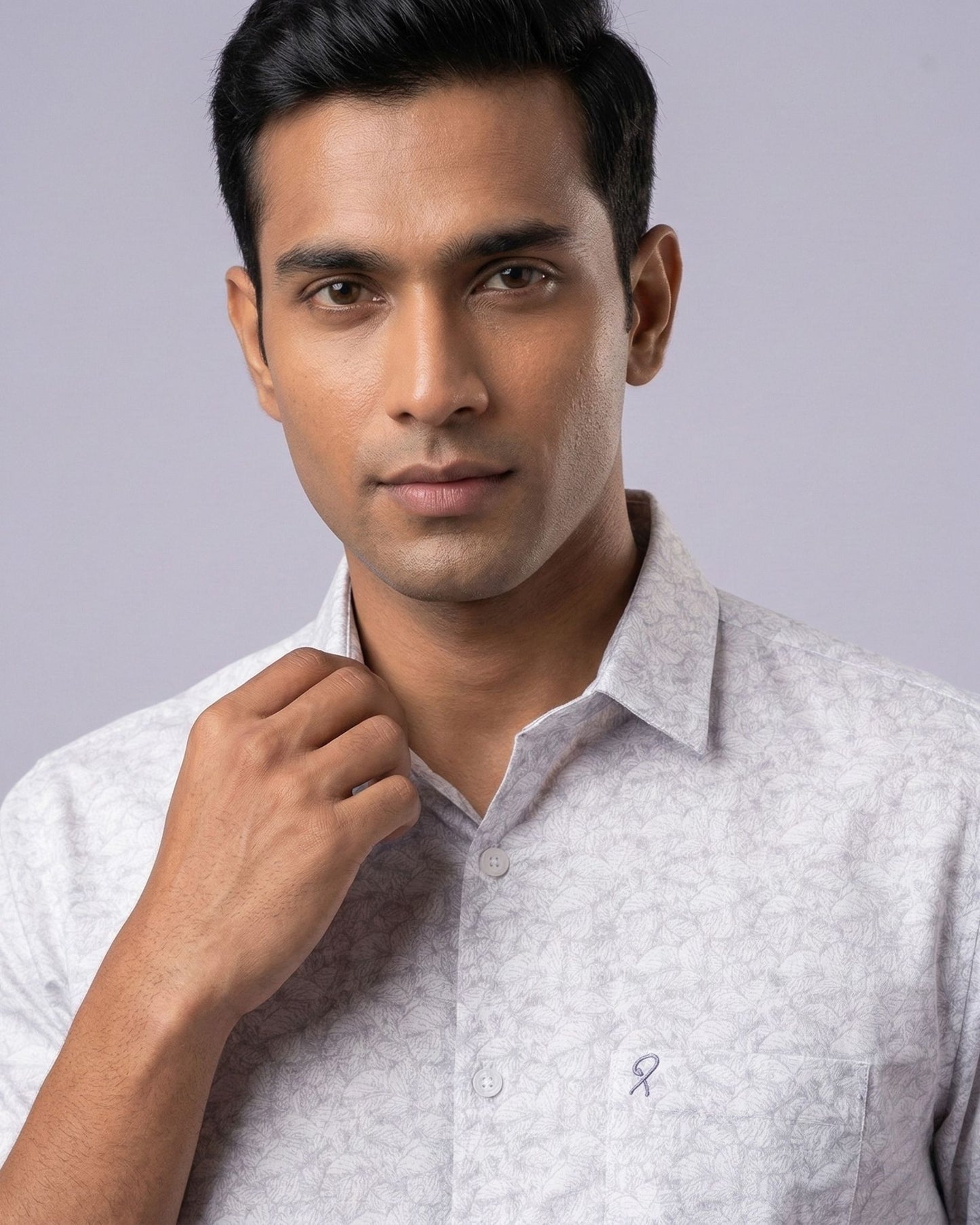 White & Purple Printed Shirt