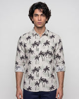 Off White Palm Tree Print Shirt