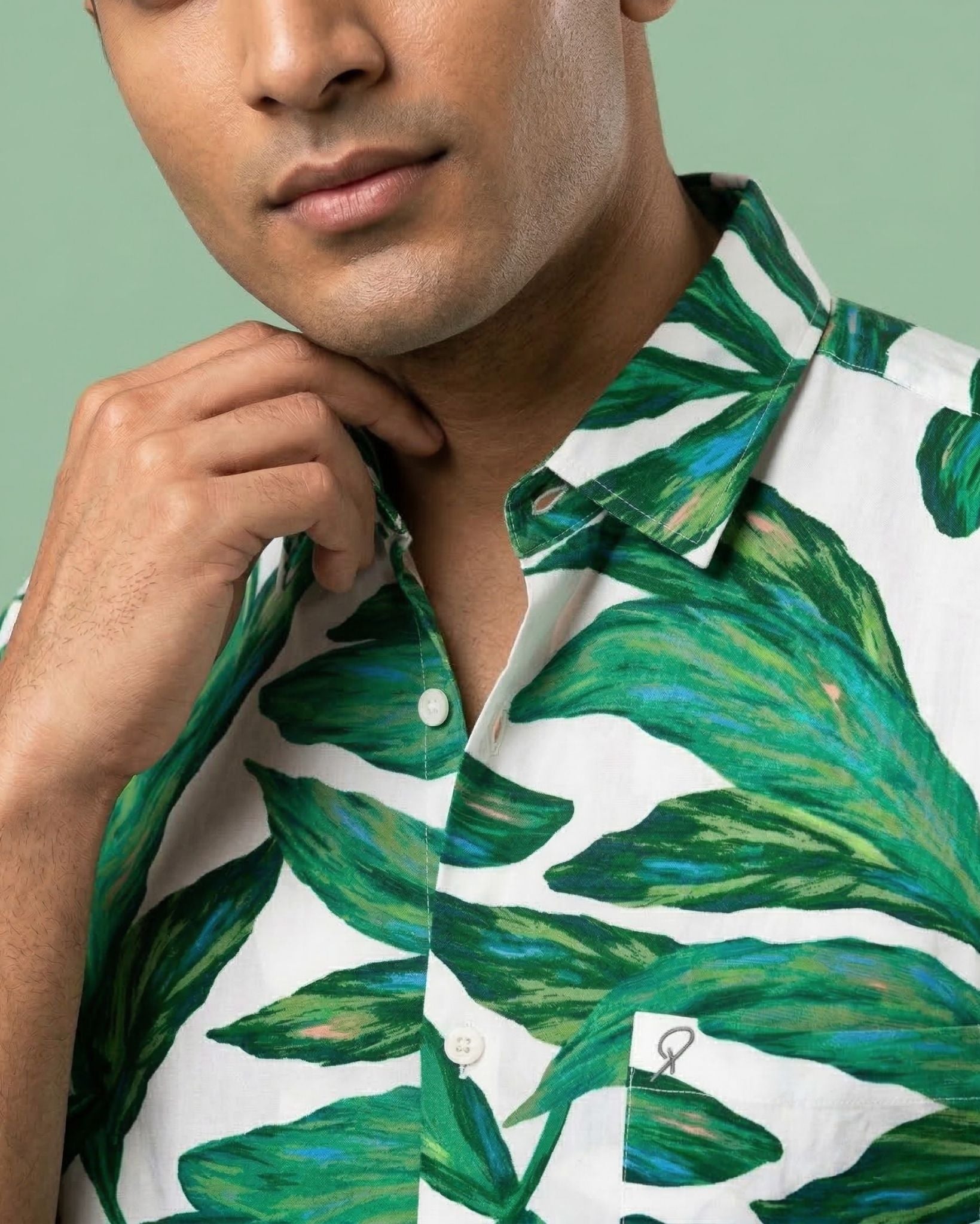 Green Tropical Leaf Shirt